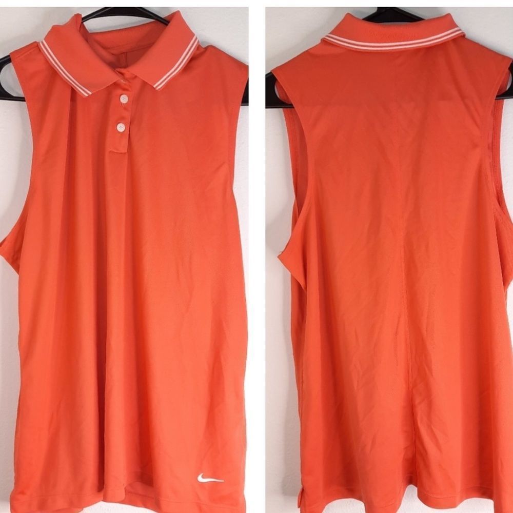 Nike Standard Fit Orange Coral Dri-Fit Sleeveless Polo Tank Top Women’s XL